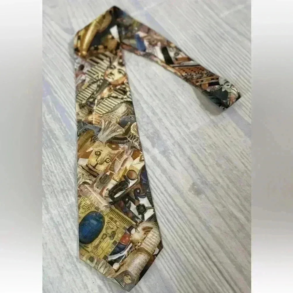 Neck Tie Mens GOLD Egyptian Papyrus Ancient History Egypt Graphic CELESTAE STINE
